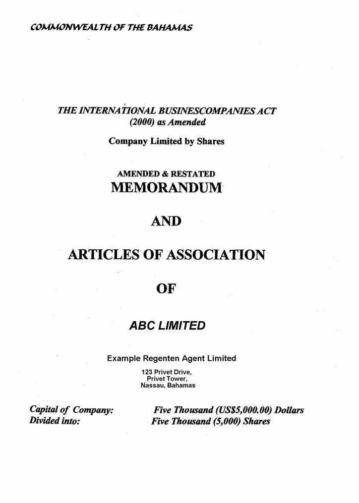 document presentation memorandum of association
