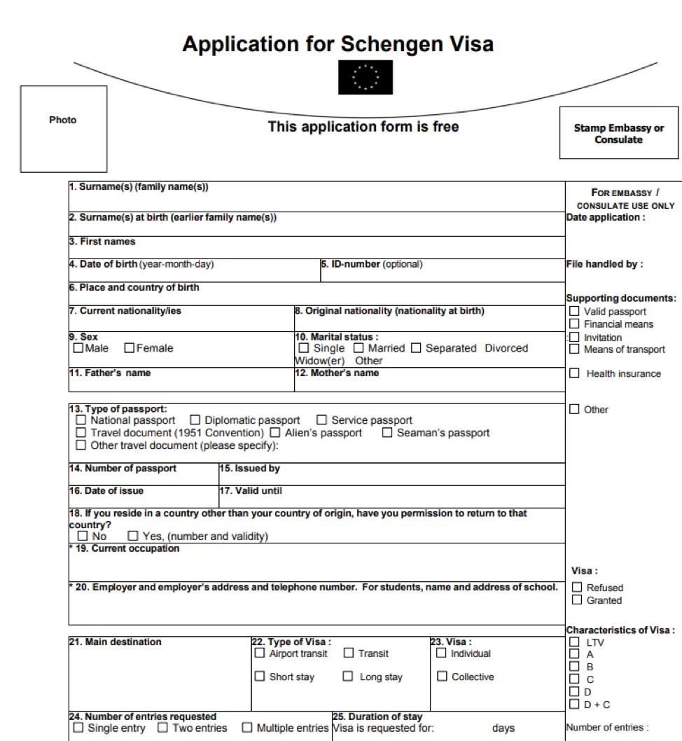 what is number of travel document in schengen visa