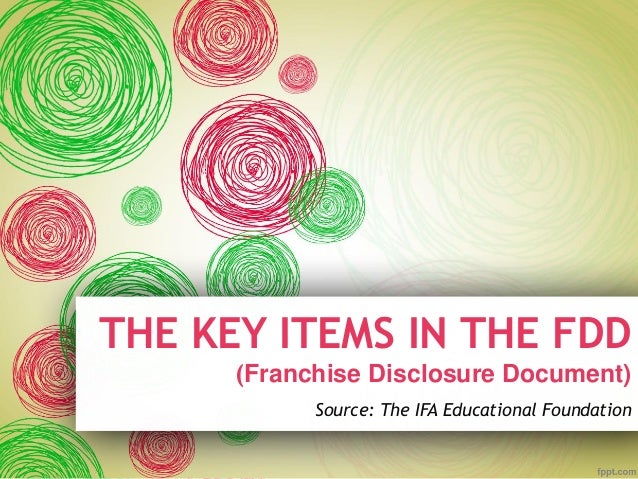 a franchise disclosure document fdd is quizlet