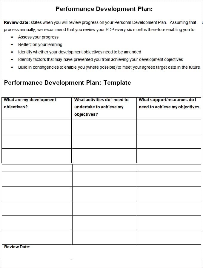 personal development plan template word document