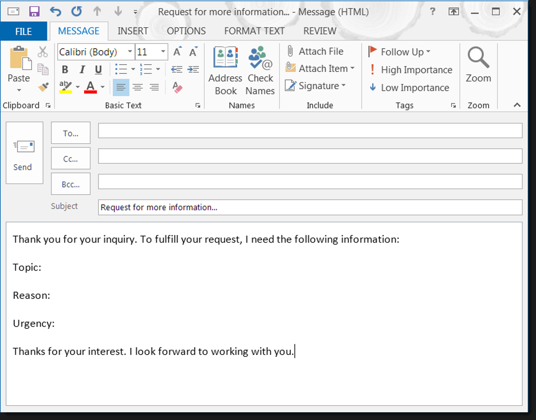 create outlook template from word document