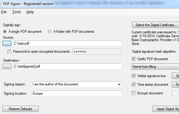 how to digitally sign a pdf document