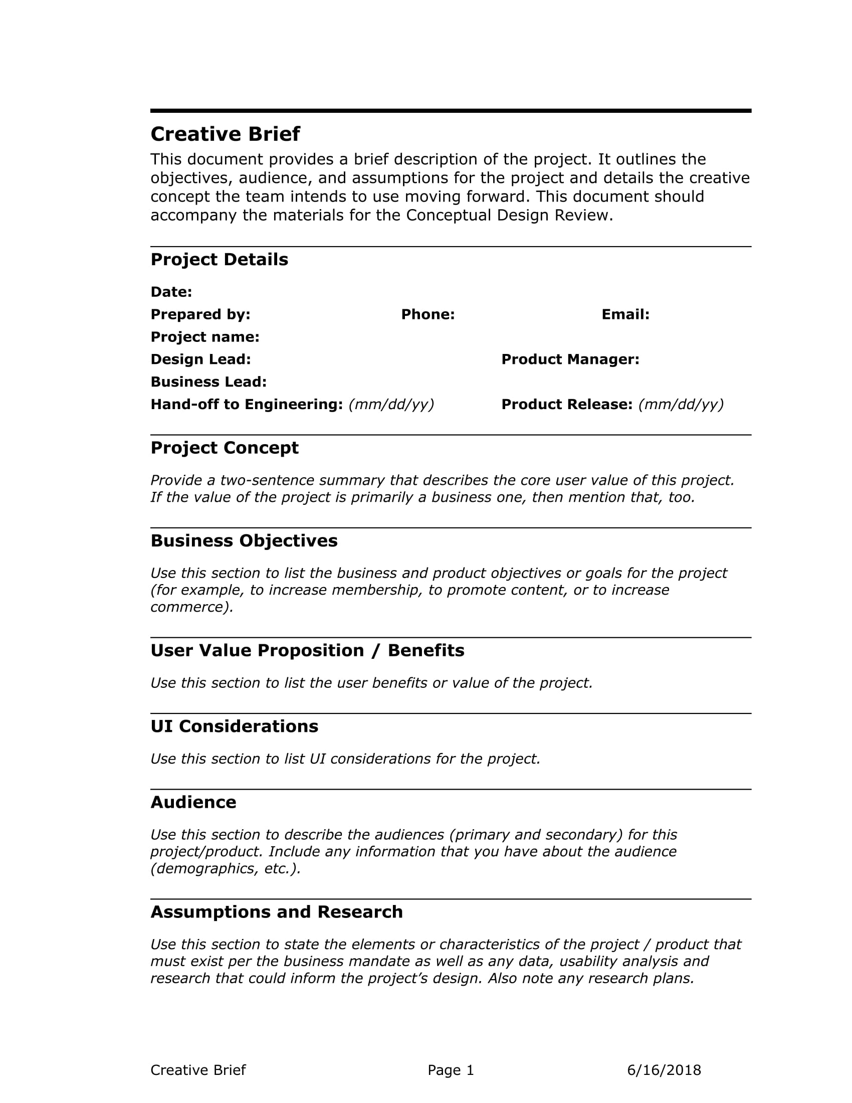 creative brief template word document