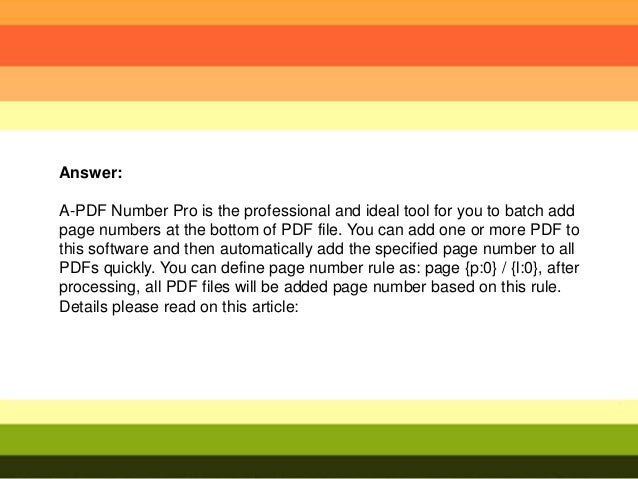 how to add numbers to a pdf document