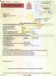 document number of work permit canada
