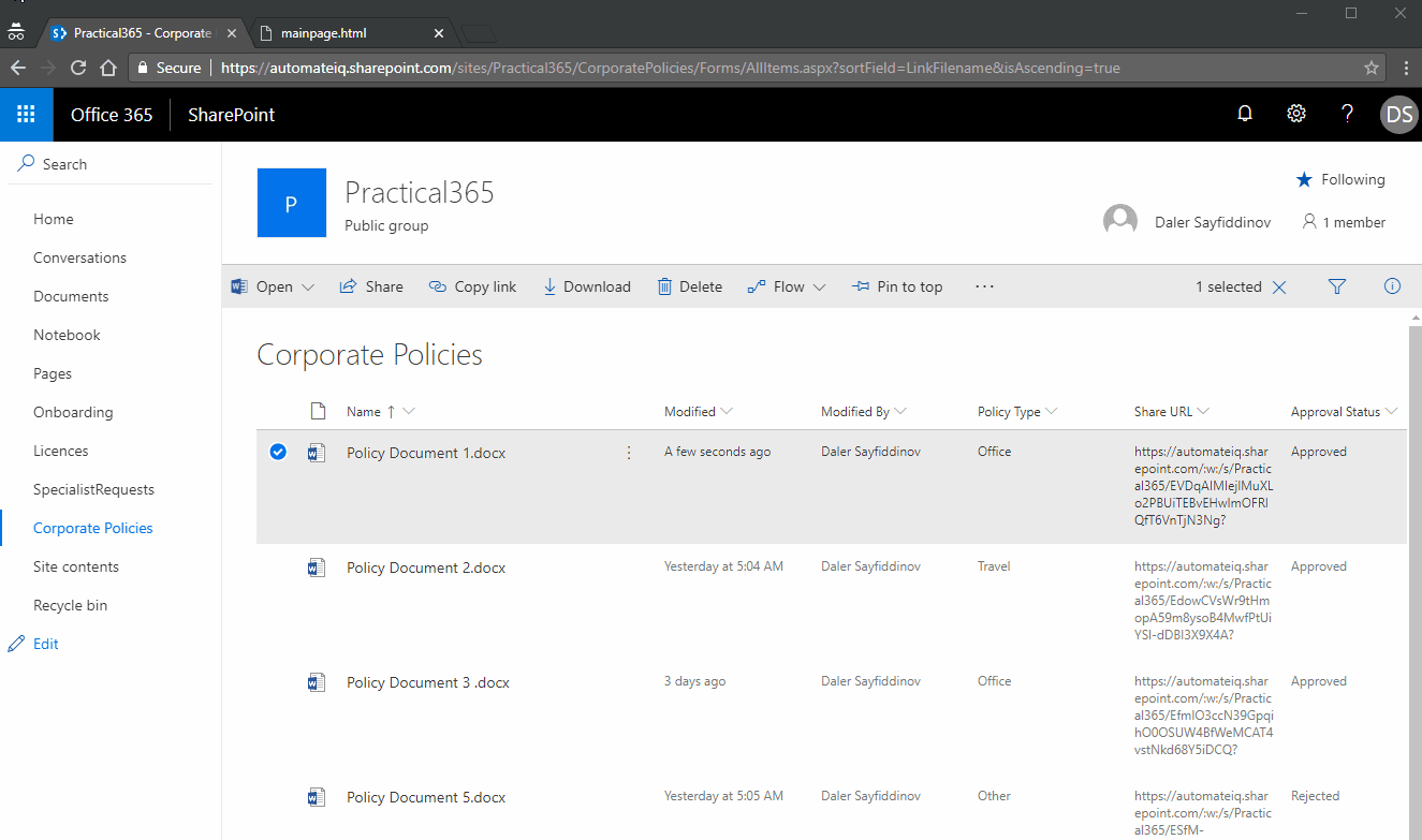 email enabled document library sharepoint online