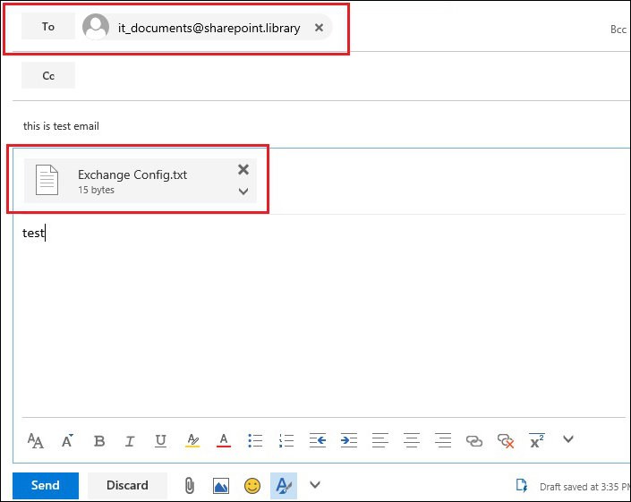 email enabled document library sharepoint online