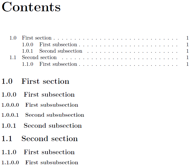 latex document class conference section numbering